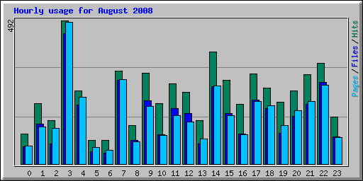 Hourly usage for August 2008